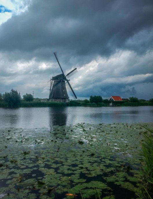 Windmill farm in Neatherland during backpacking trip